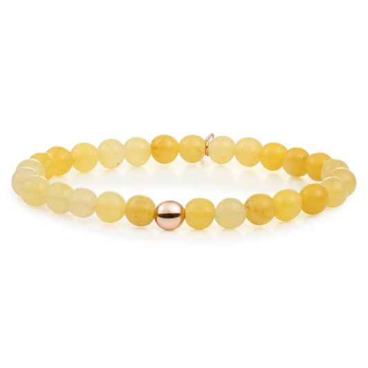 Bracelet | Yellow Jade Saturn large - Rose Gold 6mm