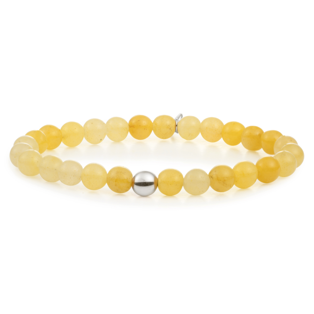 Bracelet - Yellow Jade Saturn large - Silver 6mm