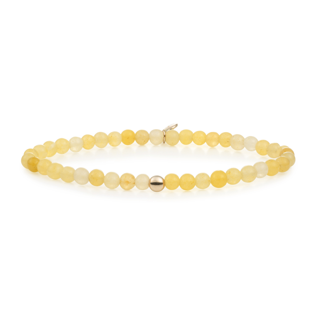 Bracelet | Yellow Jade Saturn small - Gold 4mm