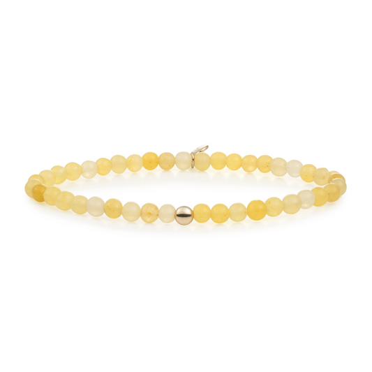 Bracelet | Yellow Jade Saturn small - Gold 4mm