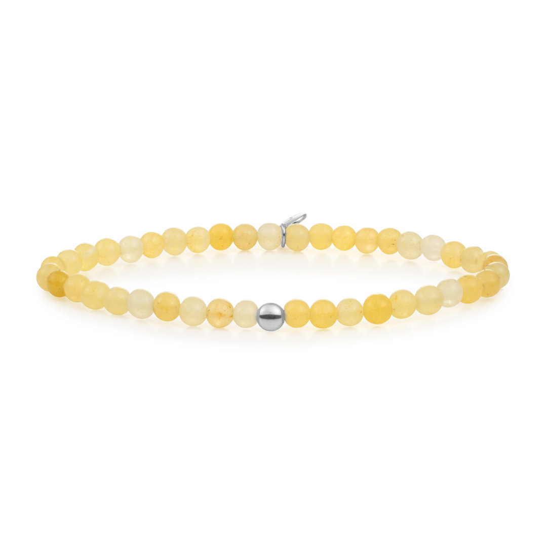Bracelet | Yellow Jade Saturn small - Silver 4mm