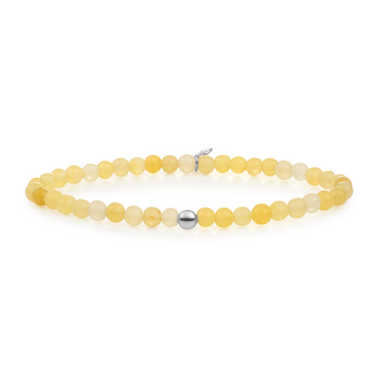 Bracelet | Yellow Jade Saturn small - Silver 4mm