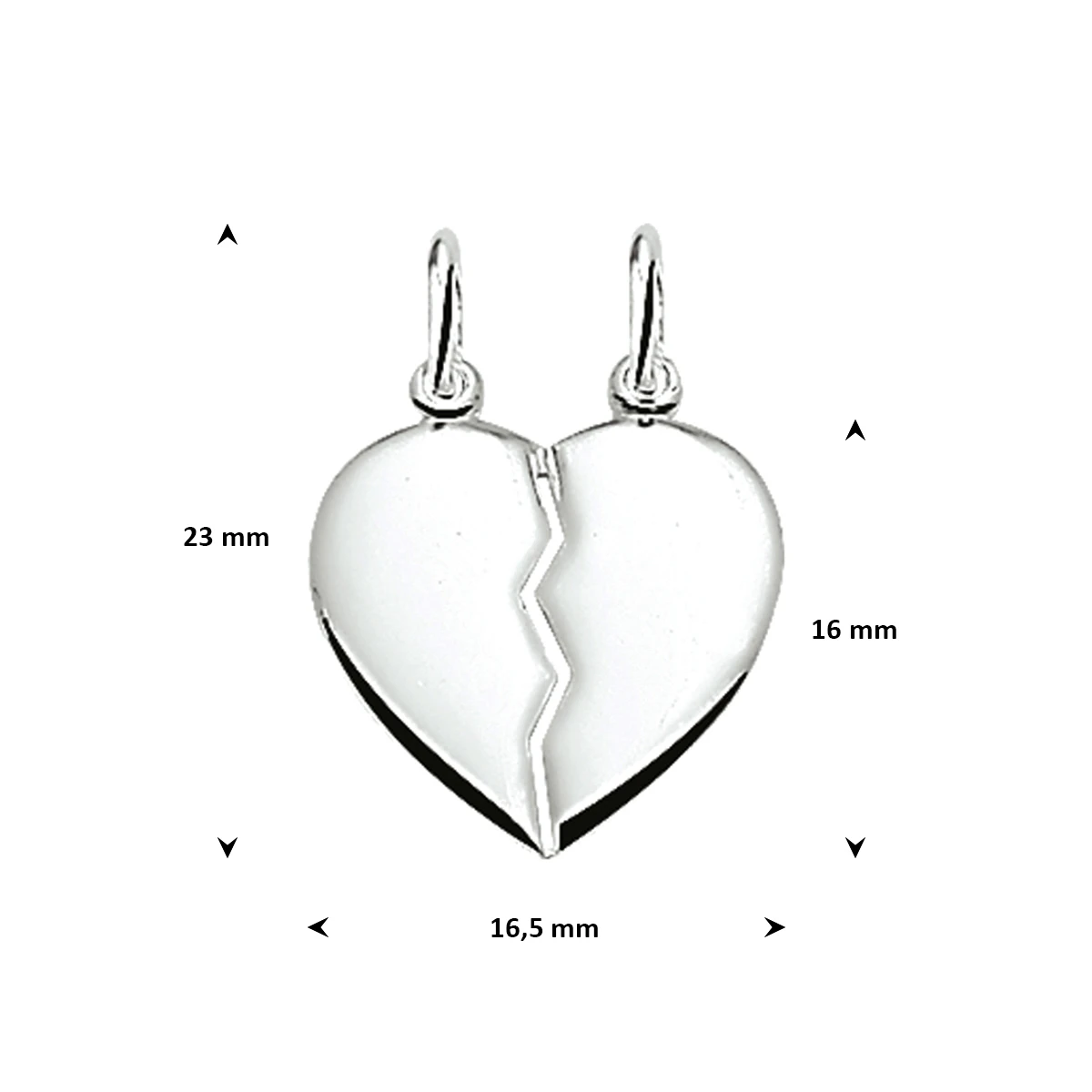 breekhartje 16 mm zilver gerhodineerd