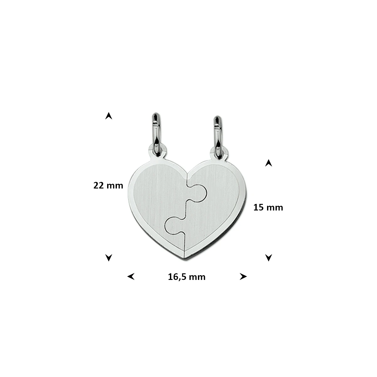 breekhartje puzzel mat 15 mm zilver gerhodineerd