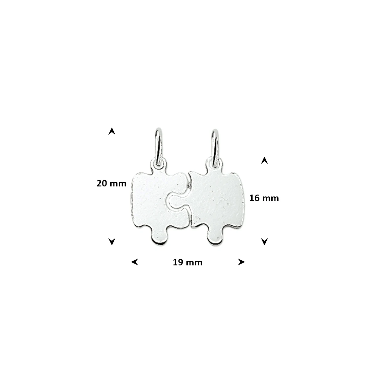 breekplaatje puzzel 16 mm zilver gerhodineerd