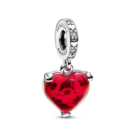 Charm-pendentif Disney Baiser de Mickey et Minnie en verre de Murano rouge