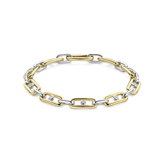 Chunky Open Schakel Armband met Ronde Zirkonia