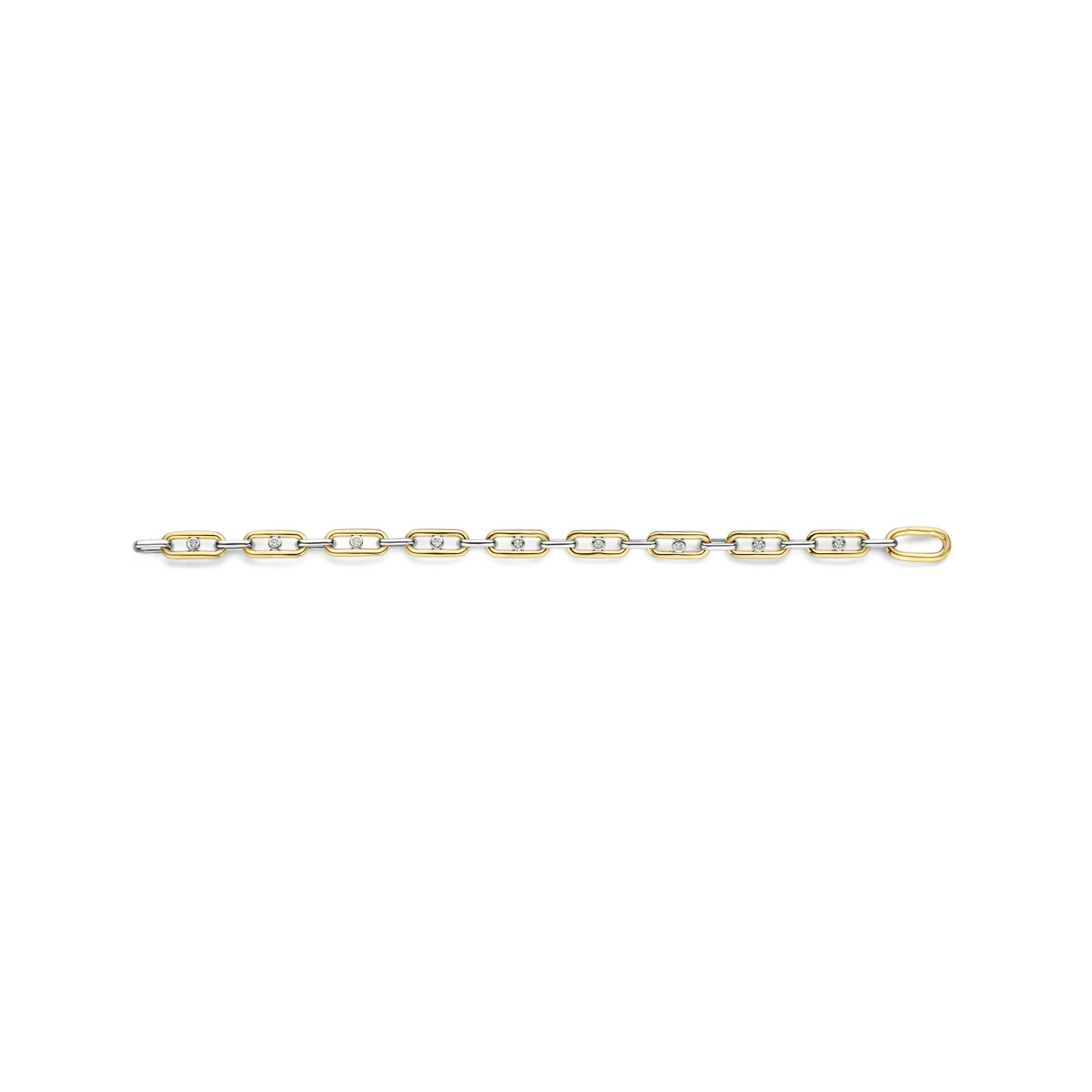 Chunky Open Schakel Armband met Ronde Zirkonia