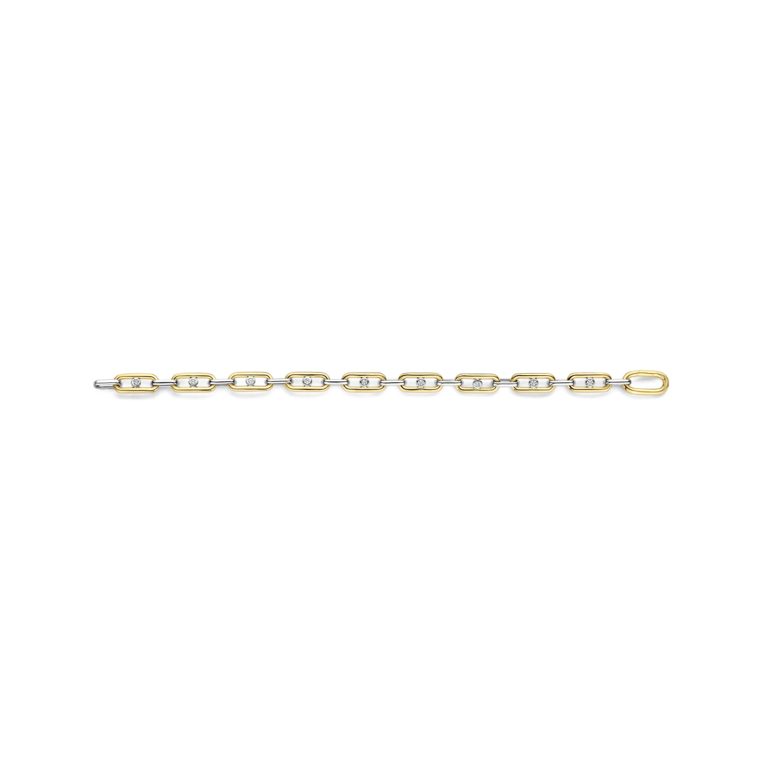 Chunky Open Schakel Armband met Ronde Zirkonia