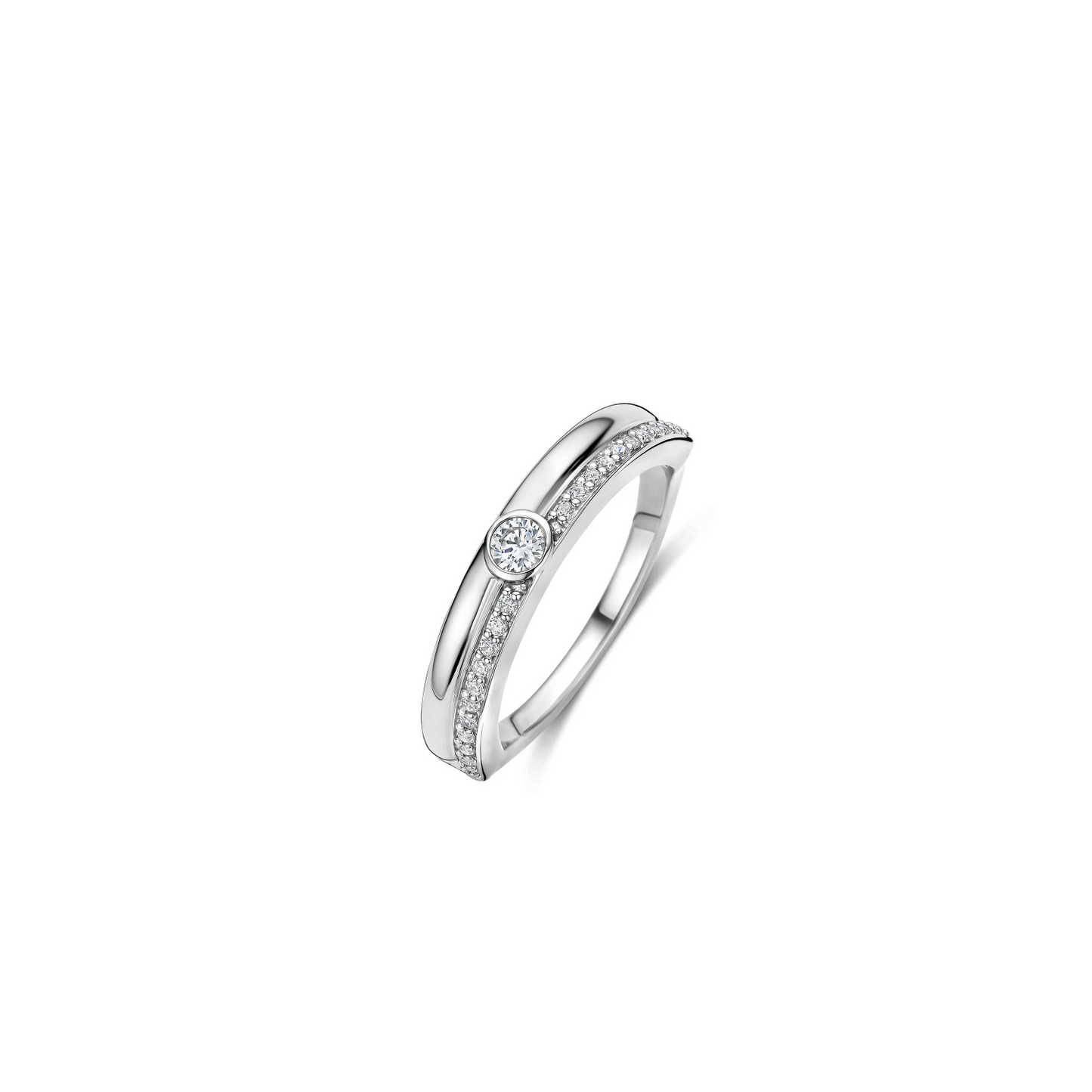 Classic Contrast Zirkonia Ring Zilver