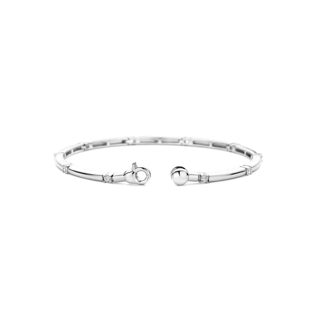 Classic Rechthoekige Zirkonia Bangle Zilver