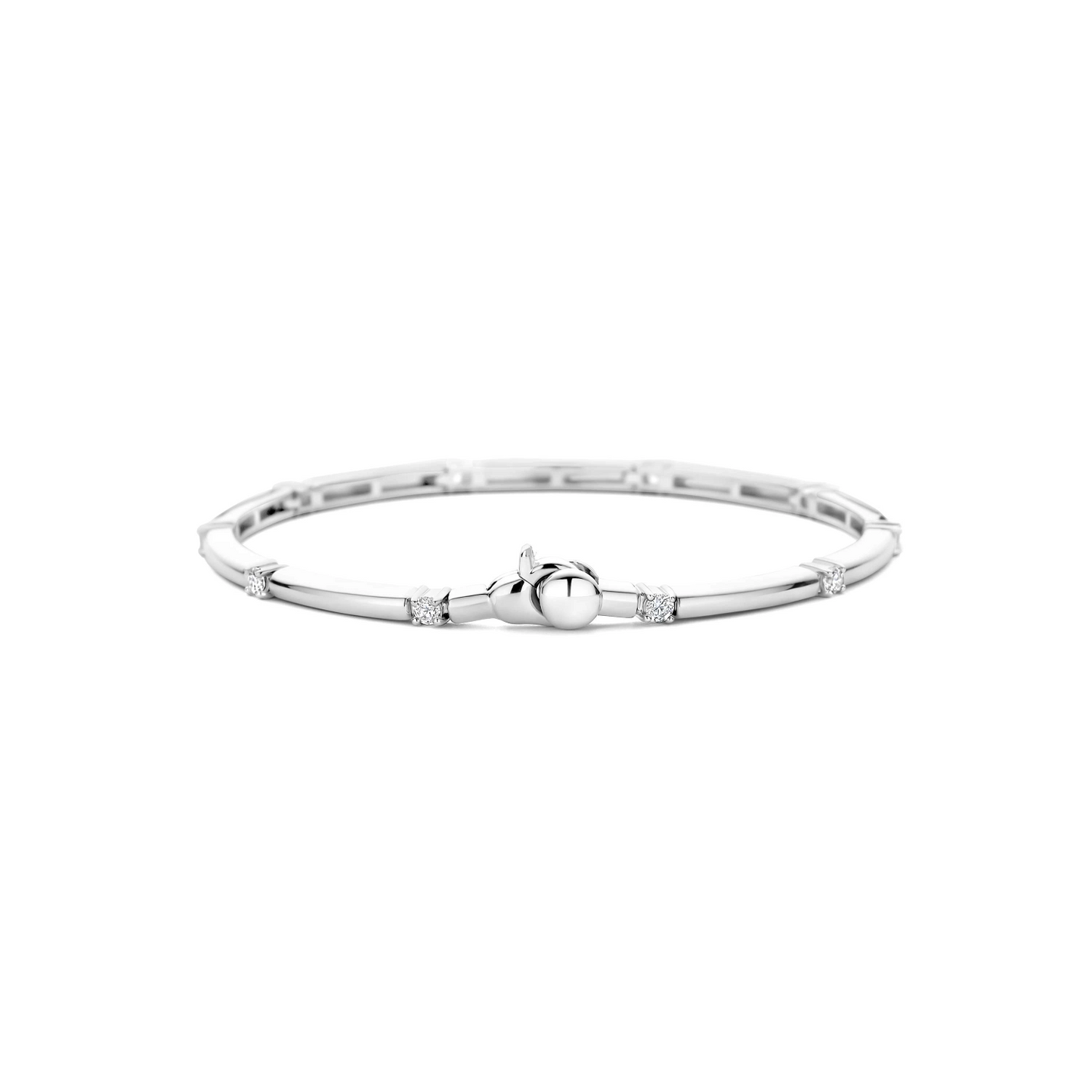 Classic Rechthoekige Zirkonia Bangle Zilver