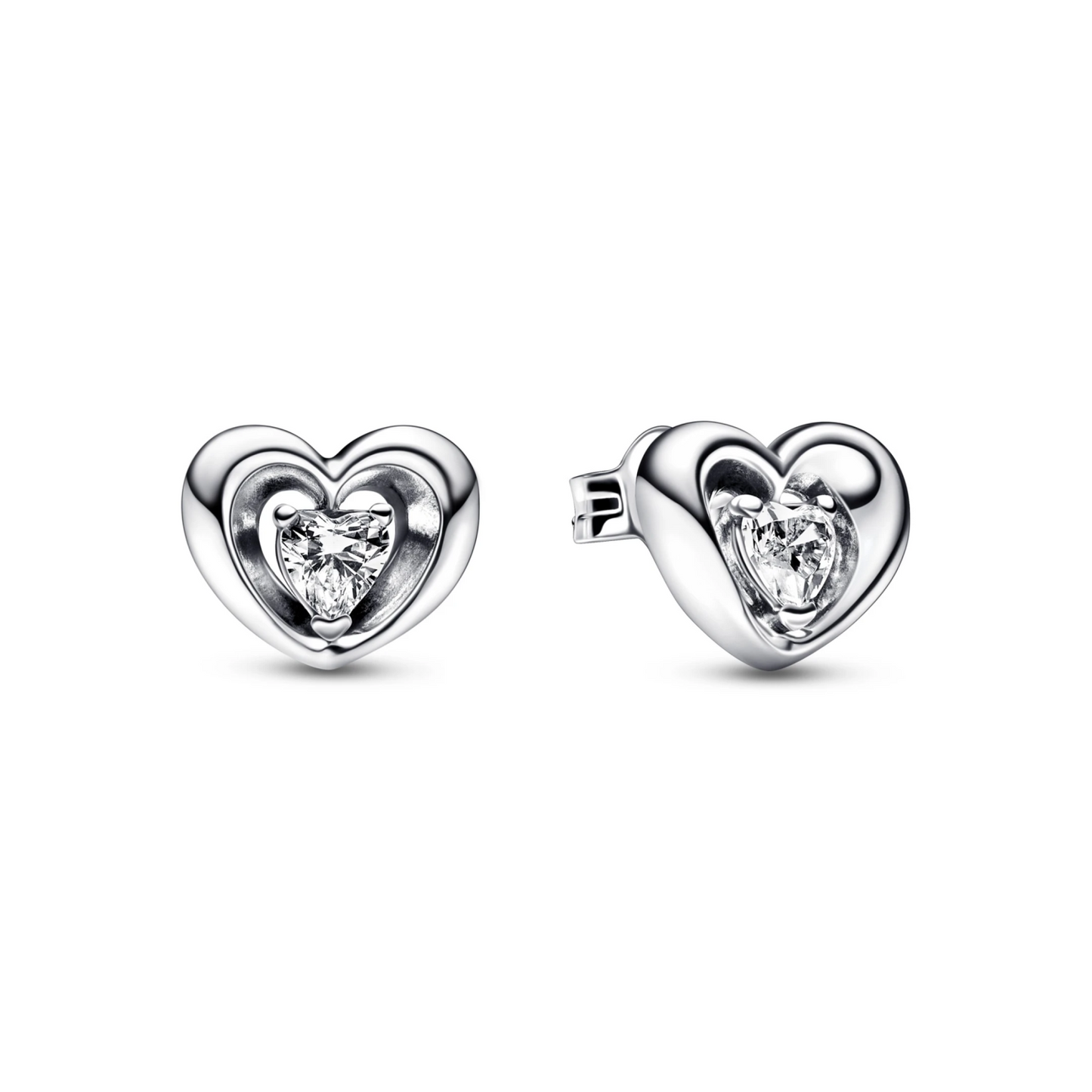 Clous d’Oreilles Charm Cœur Rayonnant & Pierre Flottante