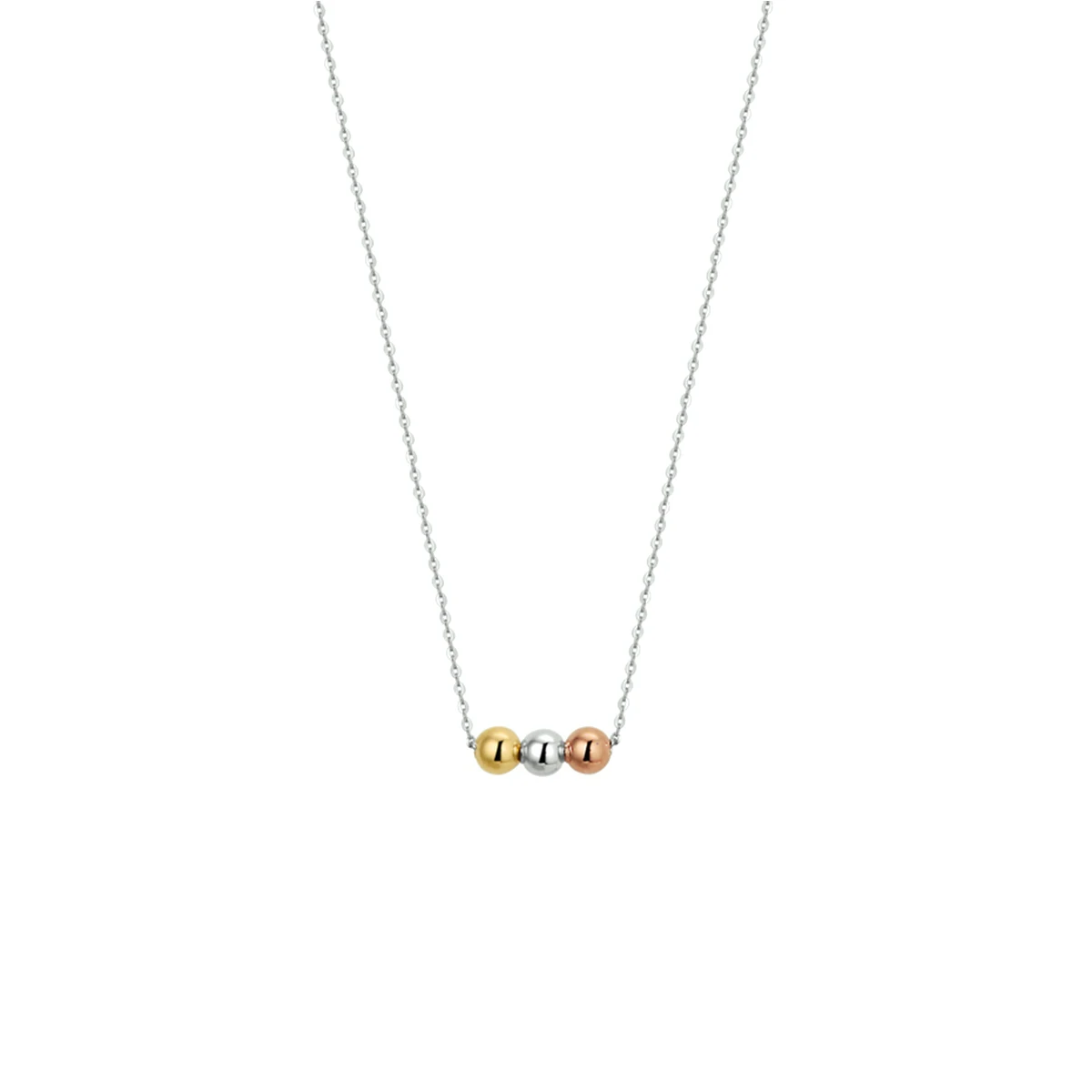 collier 0,8 mm bolletjes tricolor 40 - 42 - 44 cm 14K tricolor goud