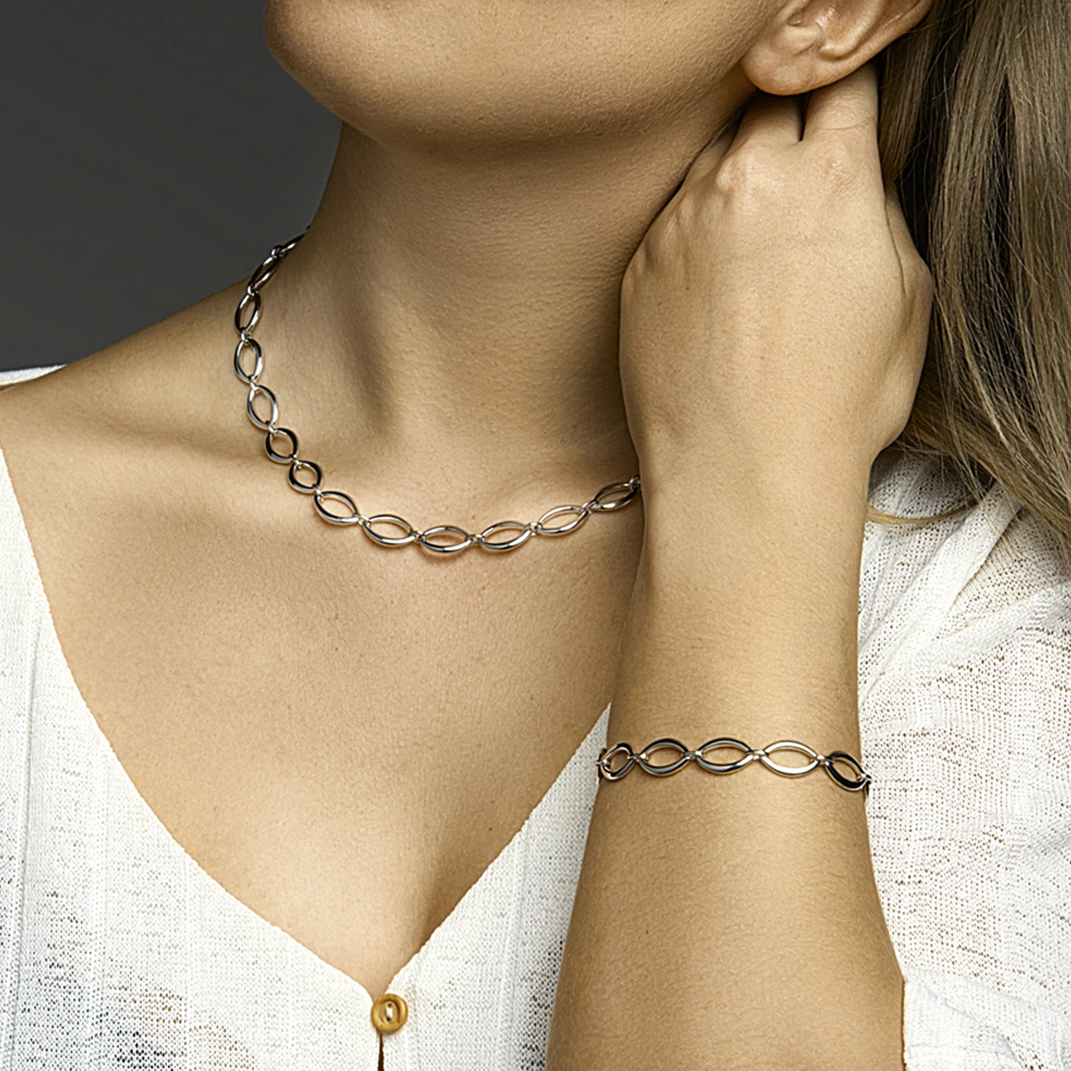 collier 10 mm 45 cm zilver gerhodineerd