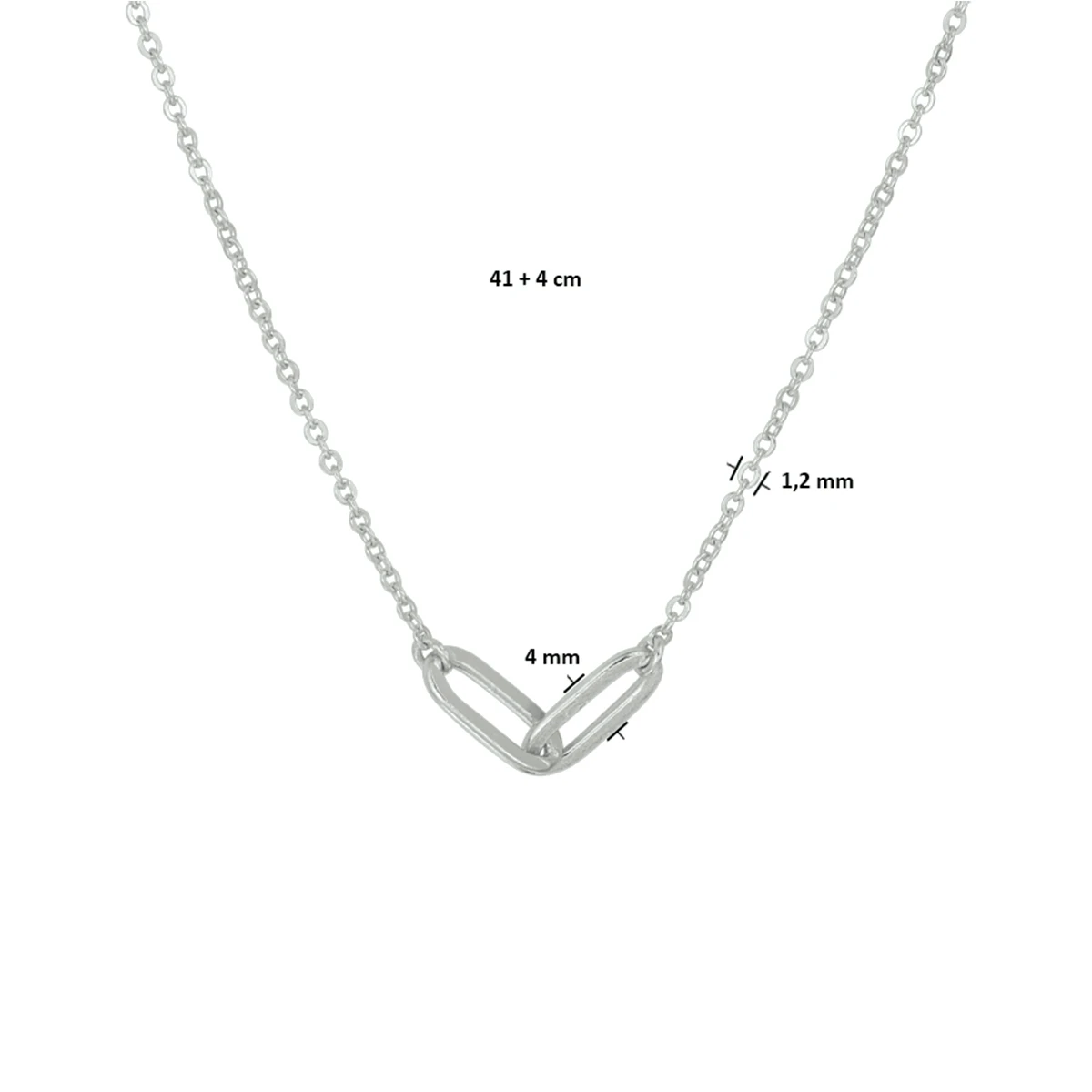 collier 1,2 mm 41 + 4 cm zilver gerhodineerd