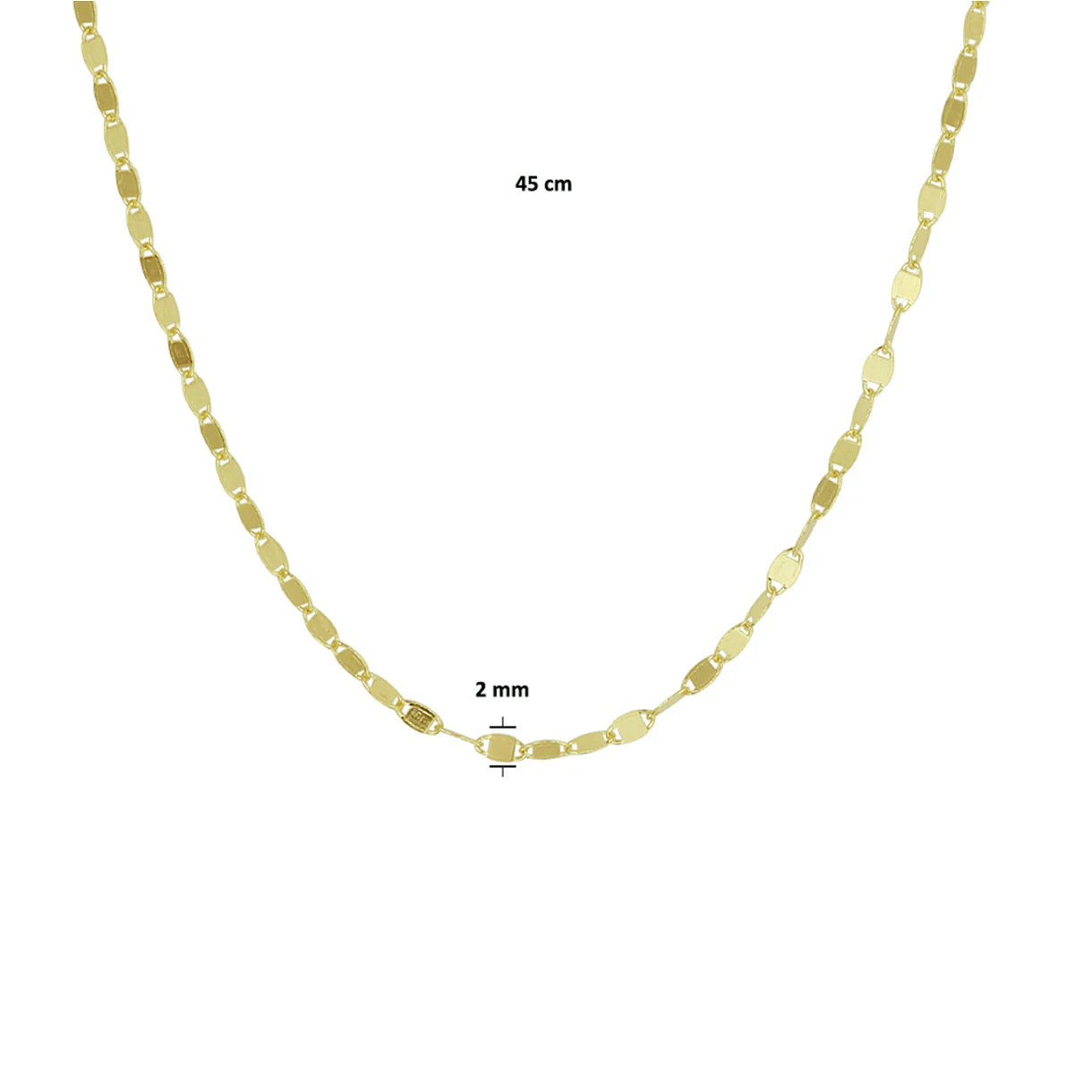 collier 2,0 mm 45 cm 14K geelgoud