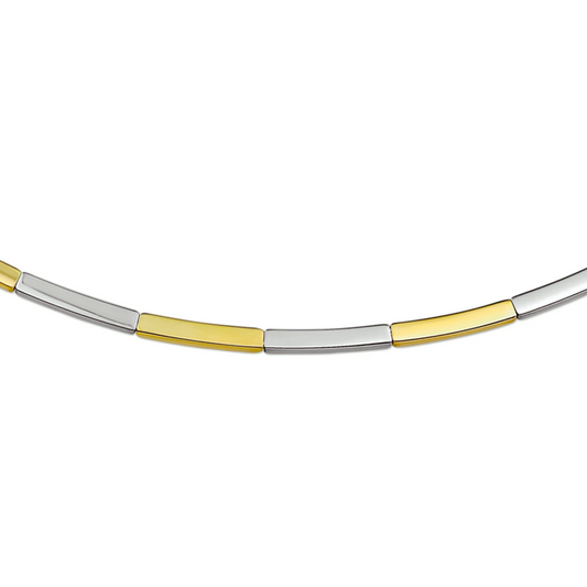 collier 2,5 mm 43 cm 14K bicolor goud geel/wit