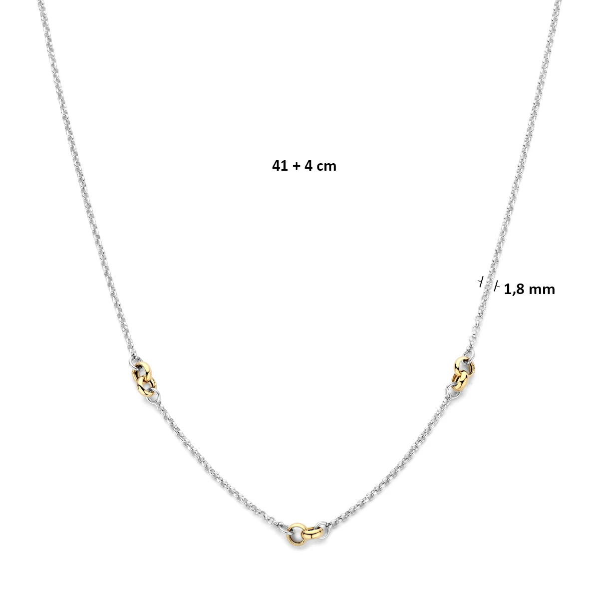 collier 41 + 4 cm 3 micron zilver verguld (geel/rhodium)