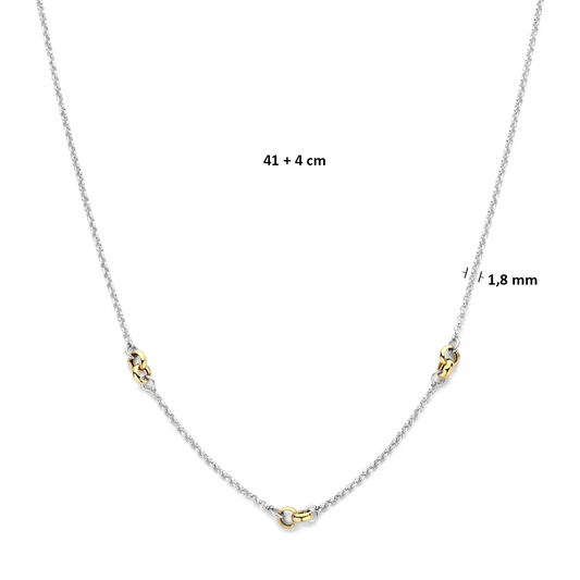 collier 41 + 4 cm 3 micron zilver verguld (geel/rhodium)