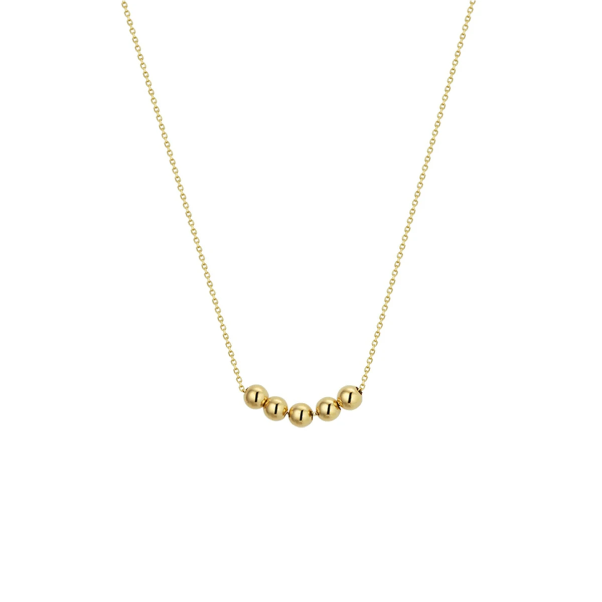collier 5 x schuifbol 1,0 mm 40 - 42 - 44 cm 14K geelgoud