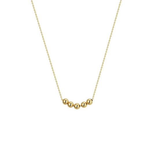 collier 5 x schuifbol 40 - 42 - 44 cm 14K geelgoud