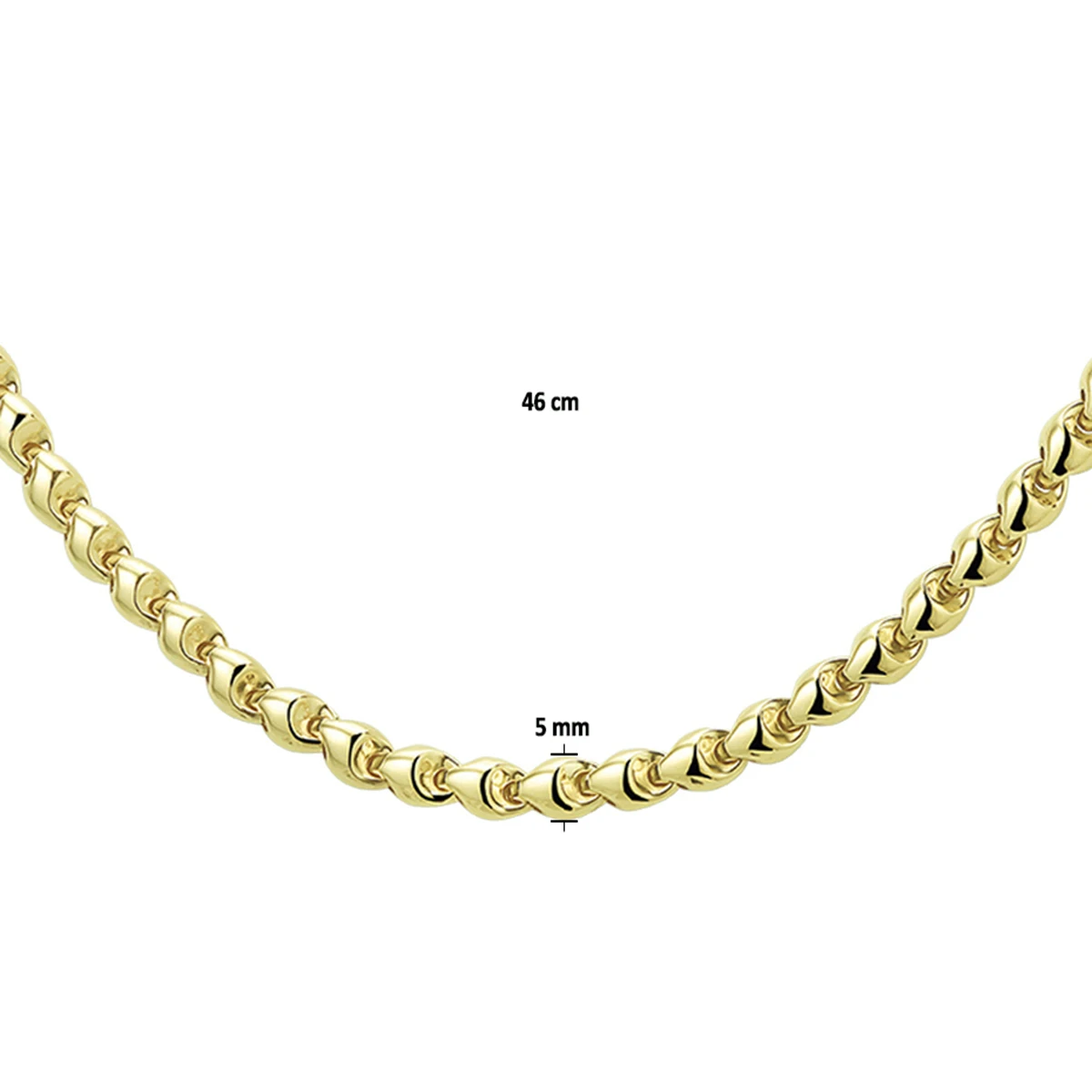 collier 5,0 mm 46 cm 14K geelgoud