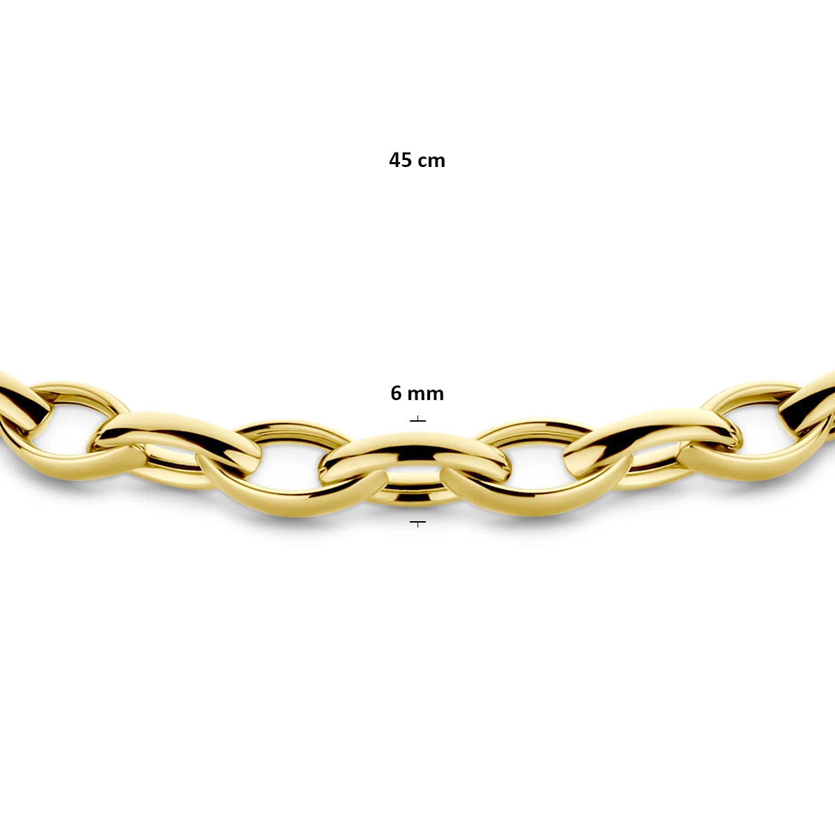 collier 6 mm 45 cm 14K geelgoud