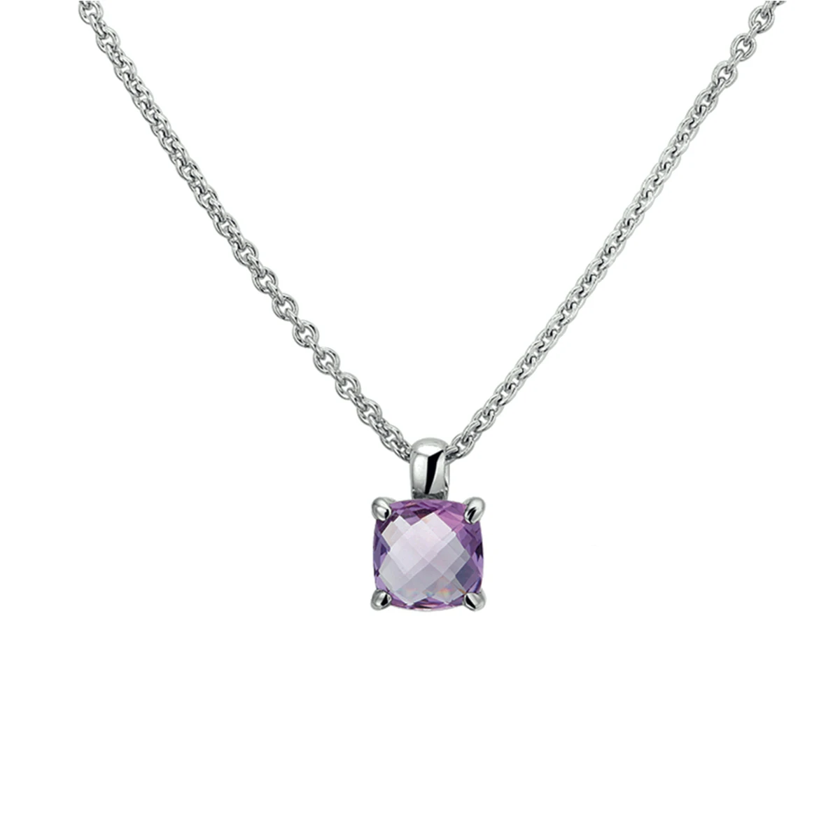 collier amethist 41 + 4 cm zilver gerhodineerd