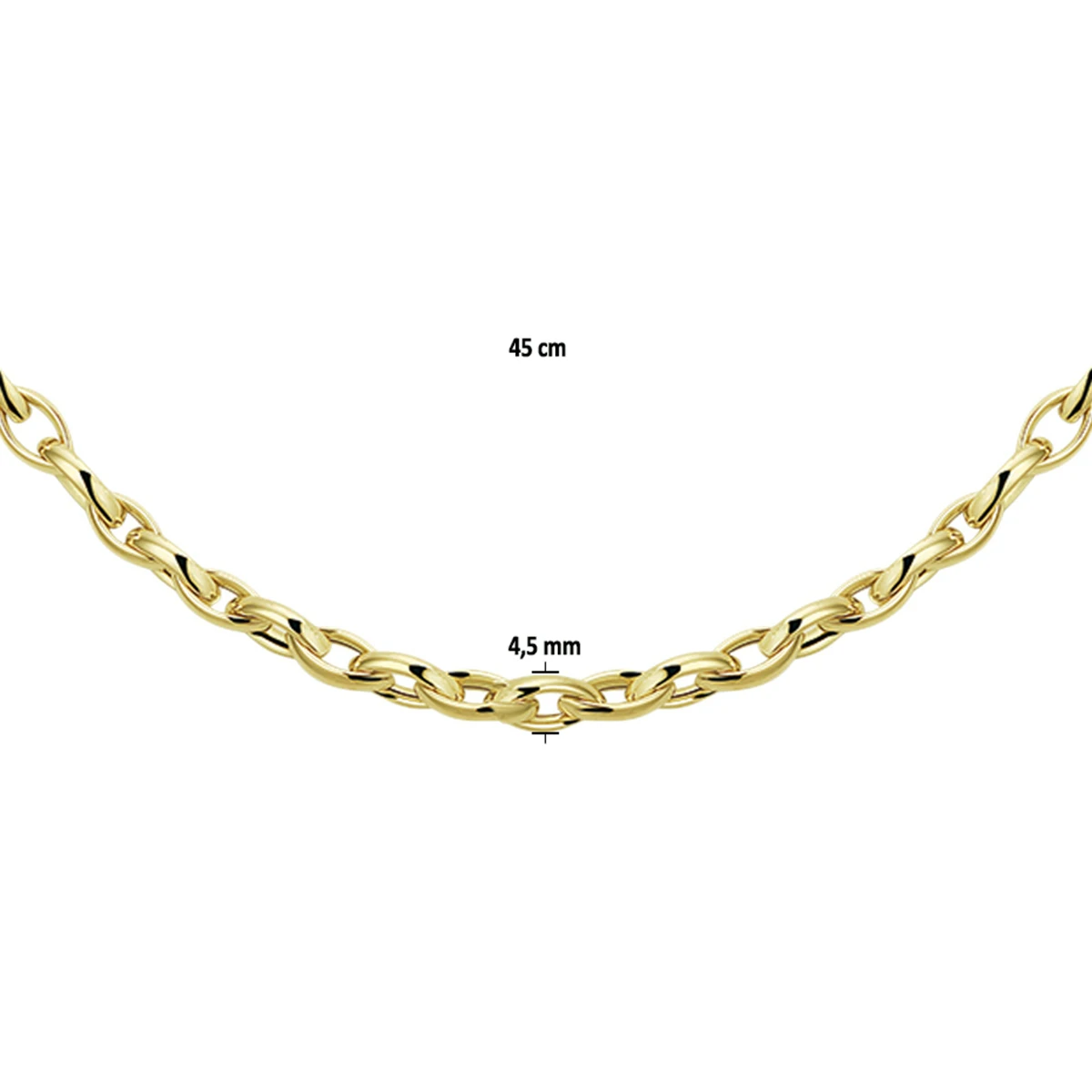 collier anker 4,5 mm 45 cm 14K geelgoud