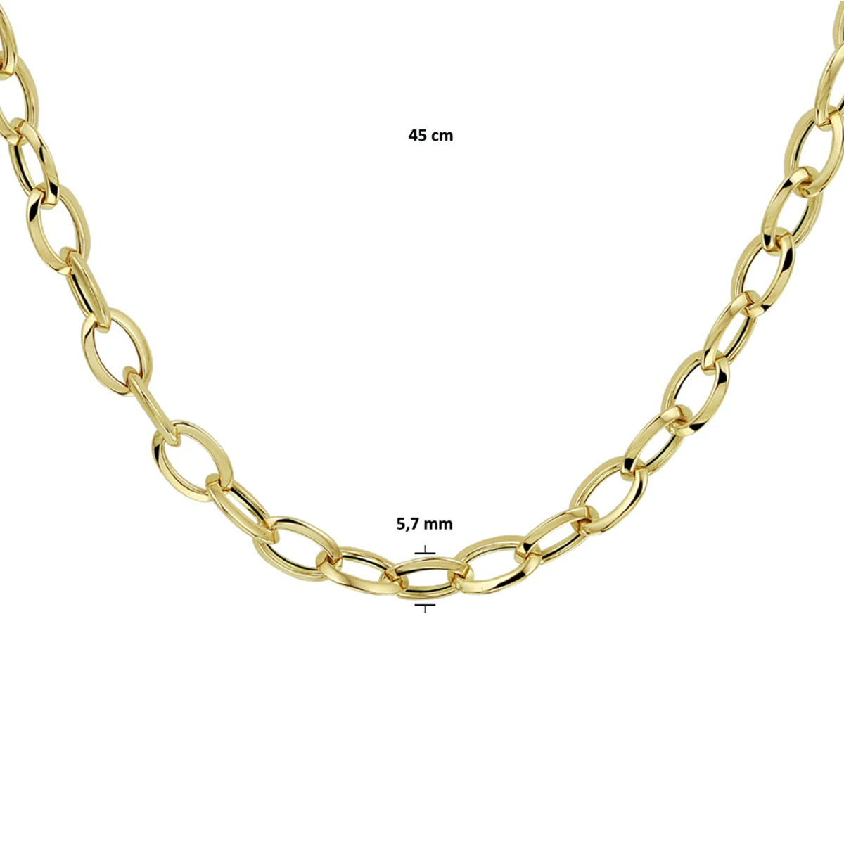 collier anker 5,7 mm 45 cm 14K geelgoud