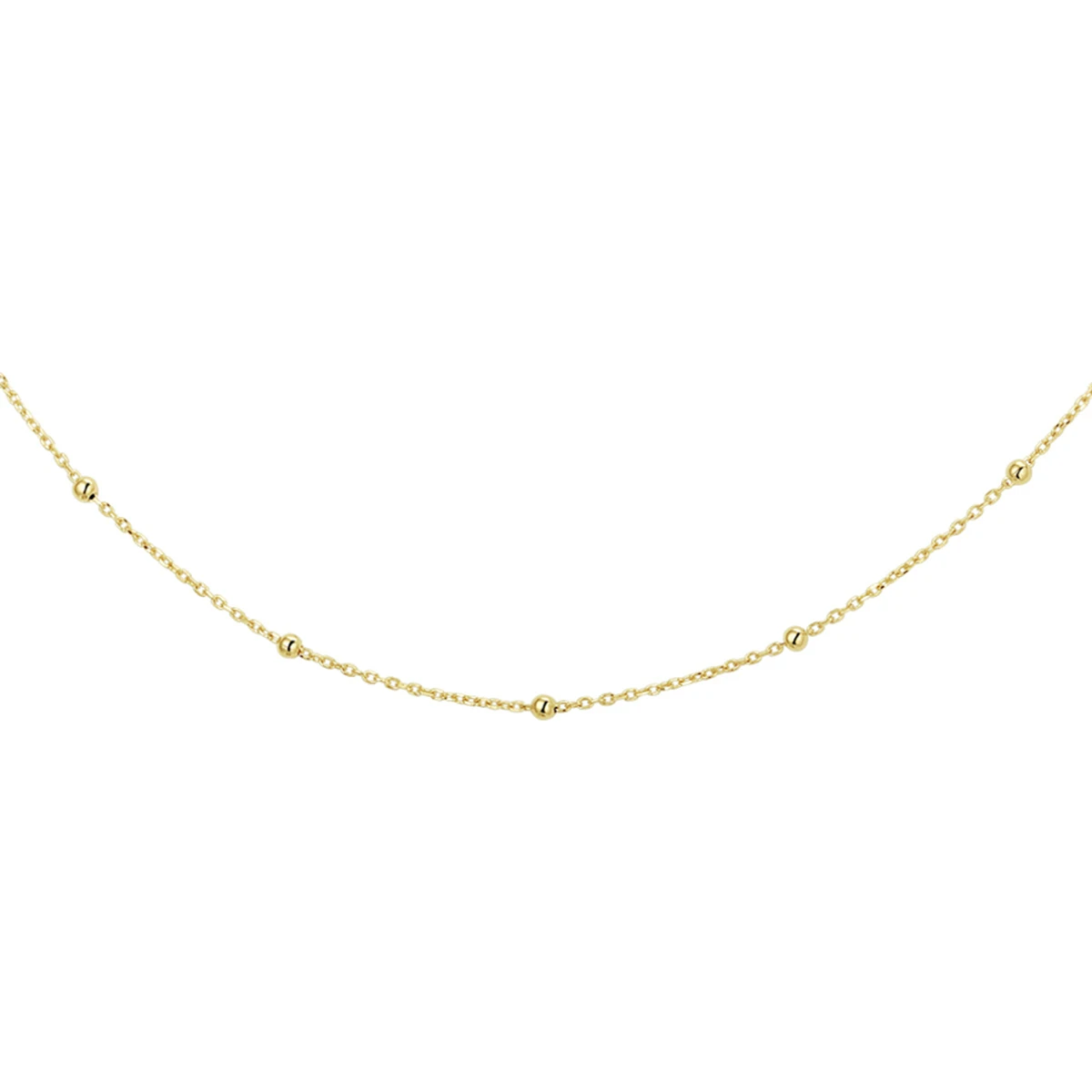 collier anker bolletjes 1,0 mm 41 - 43 - 45 cm 14K geelgoud