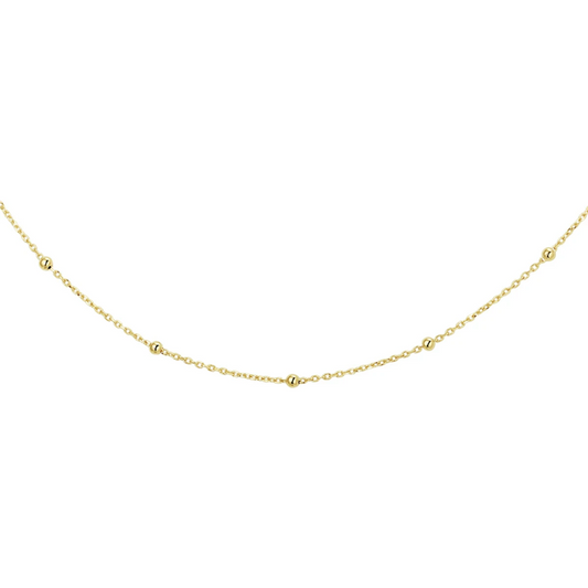 collier anker bolletjes 1,0 mm 41 - 43 - 45 cm 14K geelgoud