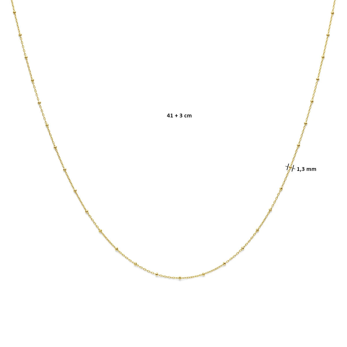 collier anker bolletjes 1,3 mm 14K geelgoud