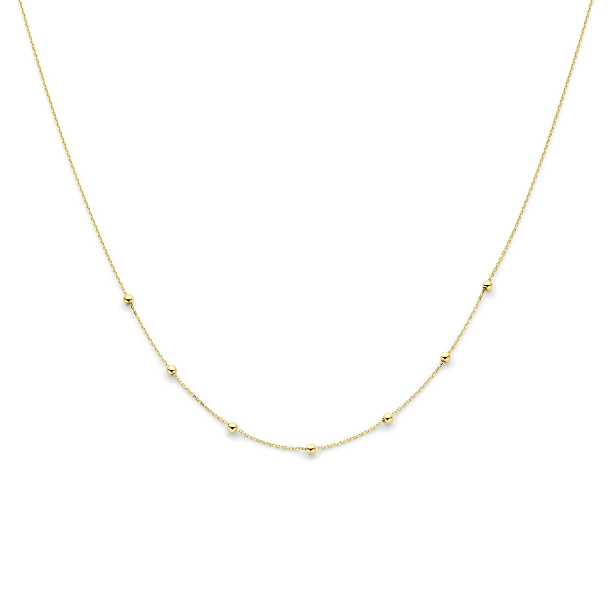 collier anker en bolletjes 1,0 mm 42 - 44 - 46 cm 14K geelgoud