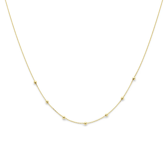 collier anker en bolletjes 1,0 mm 42 - 44 - 46 cm 14K geelgoud