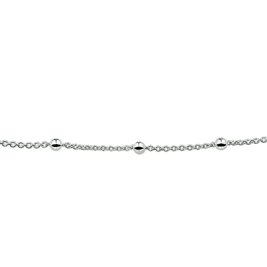 collier anker en bolletjes zilver wit
