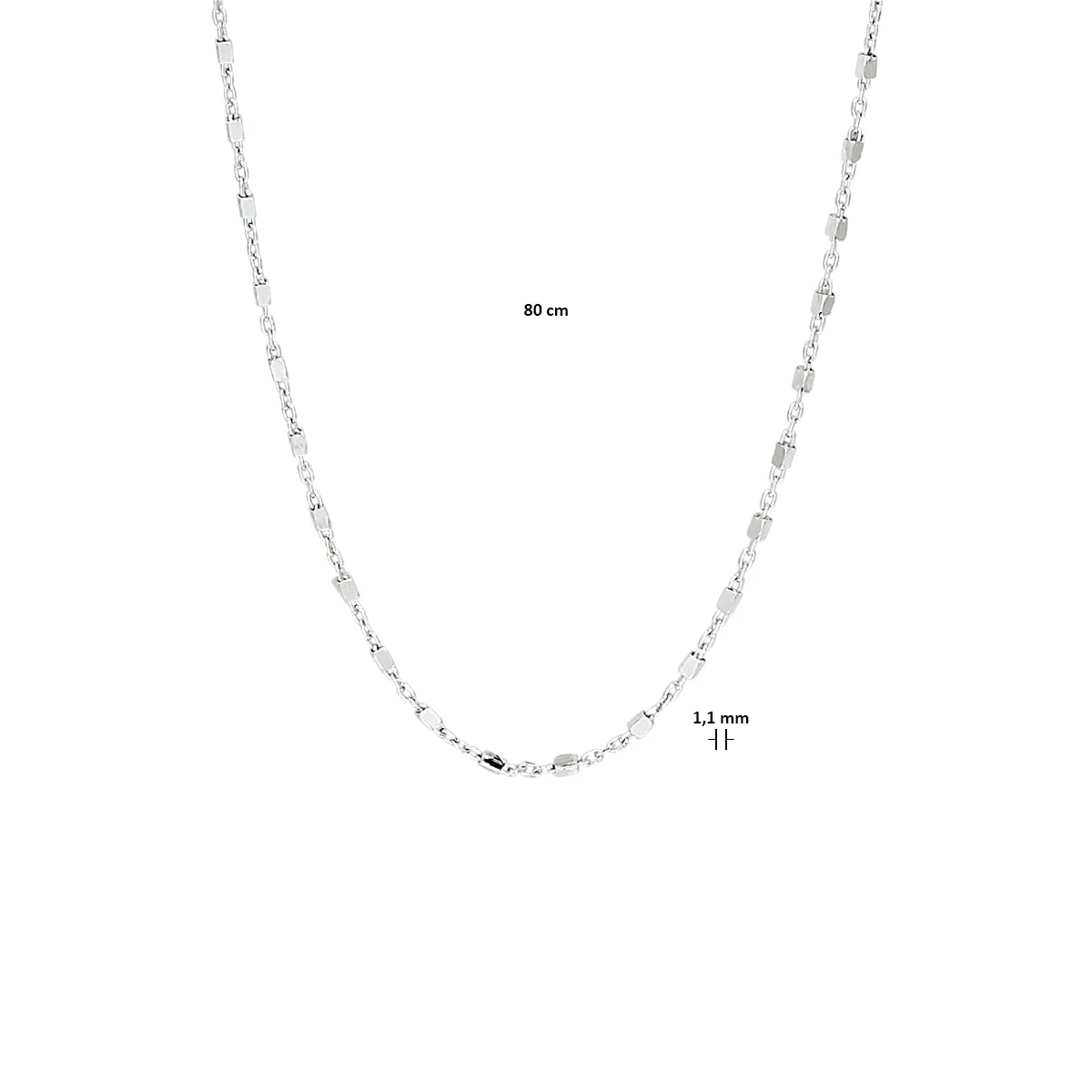 collier anker en staafjes 1,1 mm zilver gerhodineerd
