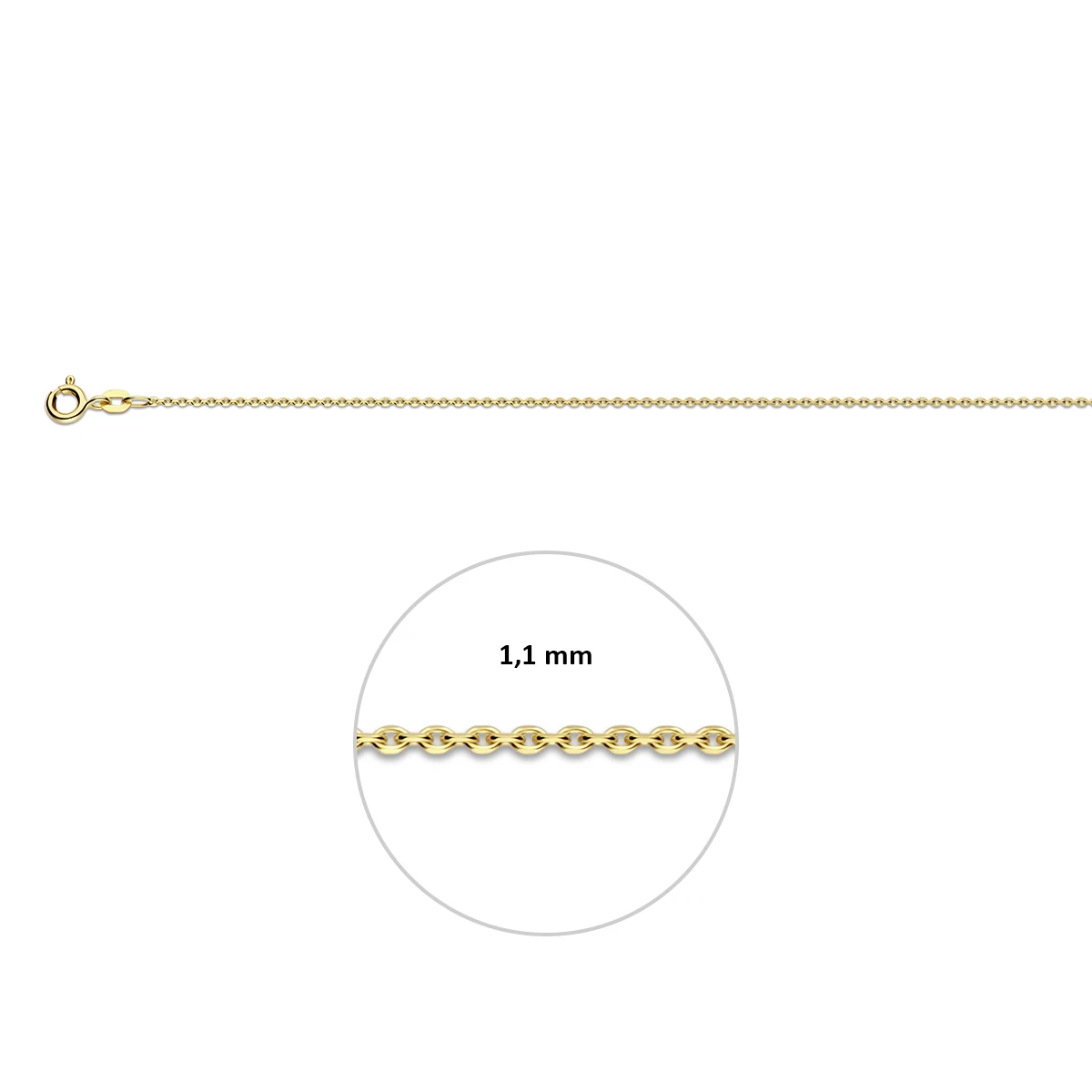 anker gediamanteerd 1,1 mm 14K geelgoud