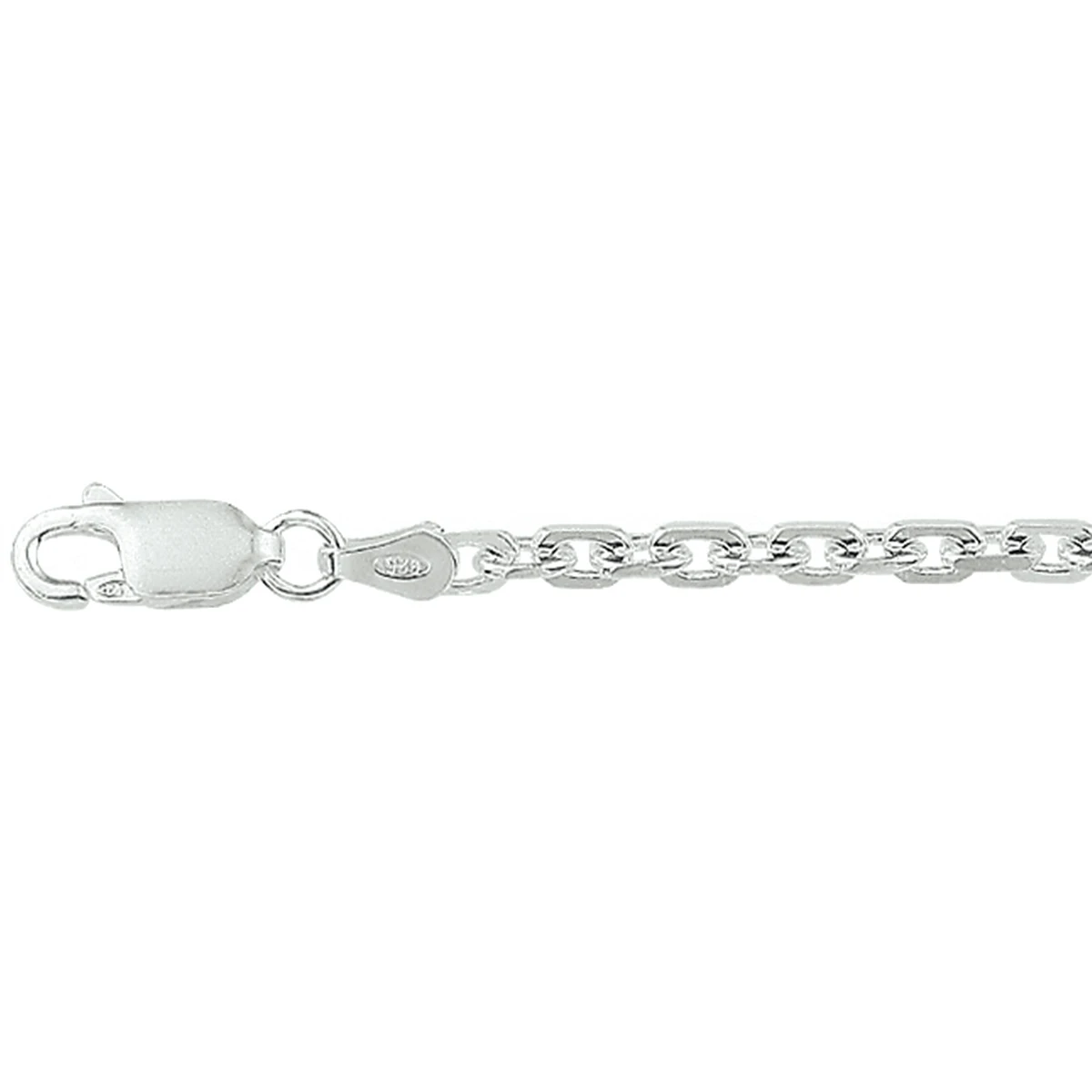 collier anker gediamanteerd 2,5 mm zilver wit