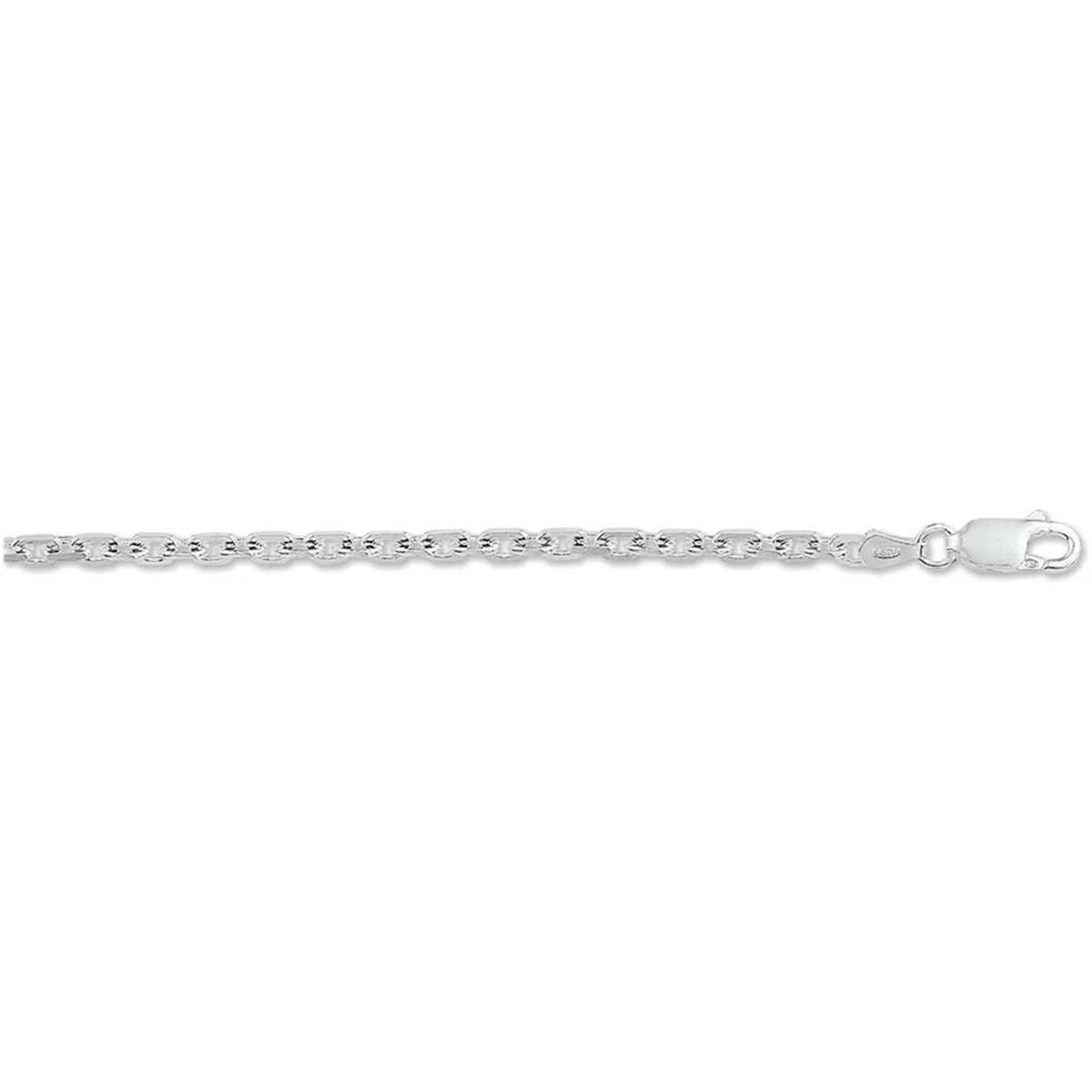 collier anker gediamanteerd 2,5 mm zilver wit