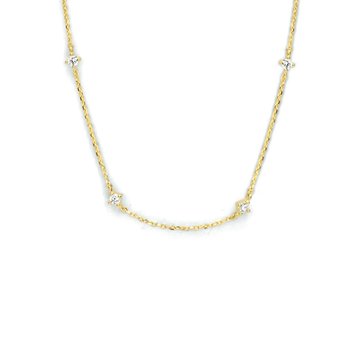 collier anker zirkonia 40 - 42 - 44 cm 14K geelgoud
