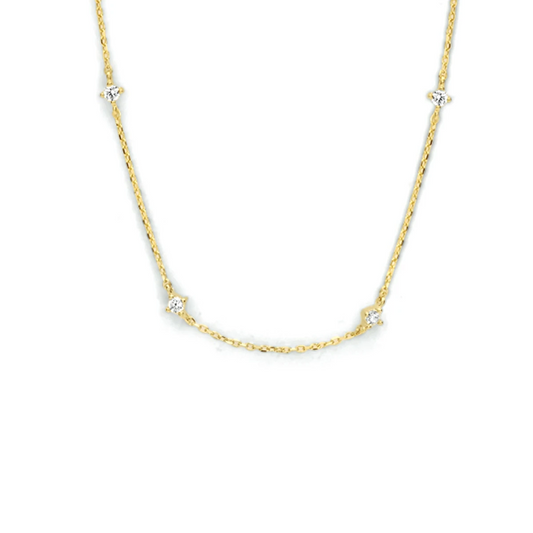 collier anker zirkonia 40 - 42 - 44 cm 14K geelgoud