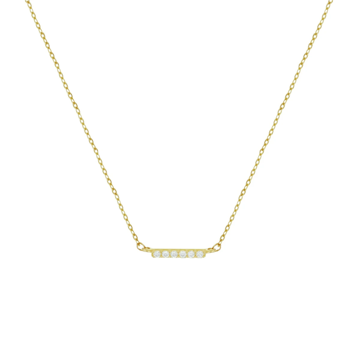 collier balkje zirkonia 41 - 43 - 45 cm 14K geelgoud