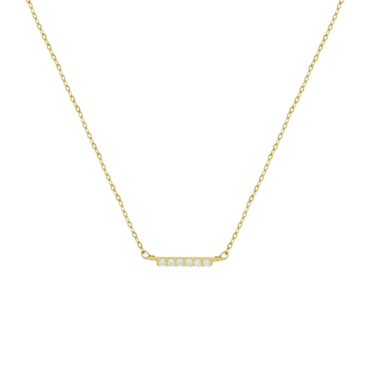 collier balkje zirkonia 41 - 43 - 45 cm 14K geelgoud