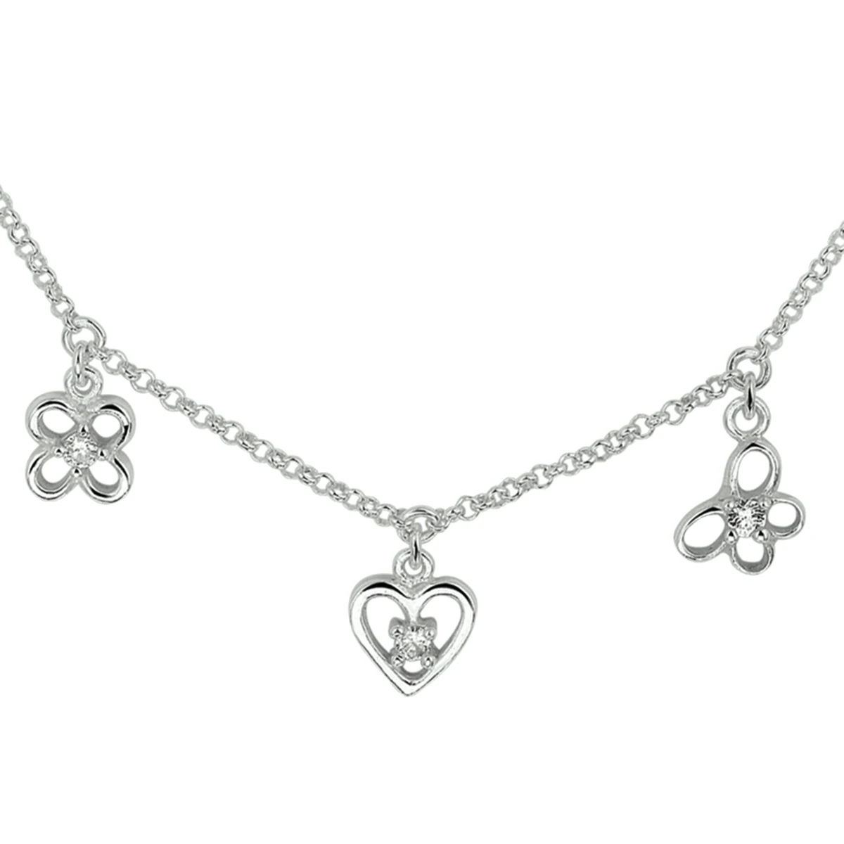 collier bedels zirkonia assortiment 36 + 2 cm zilver wit