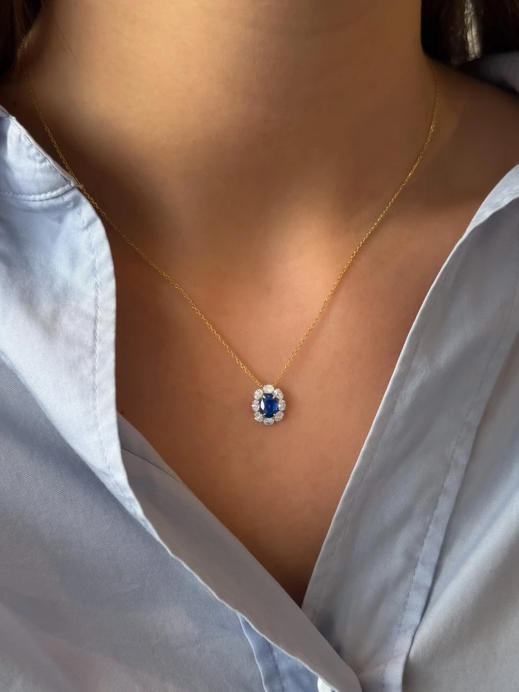 Collier bicolor saffier+briljant