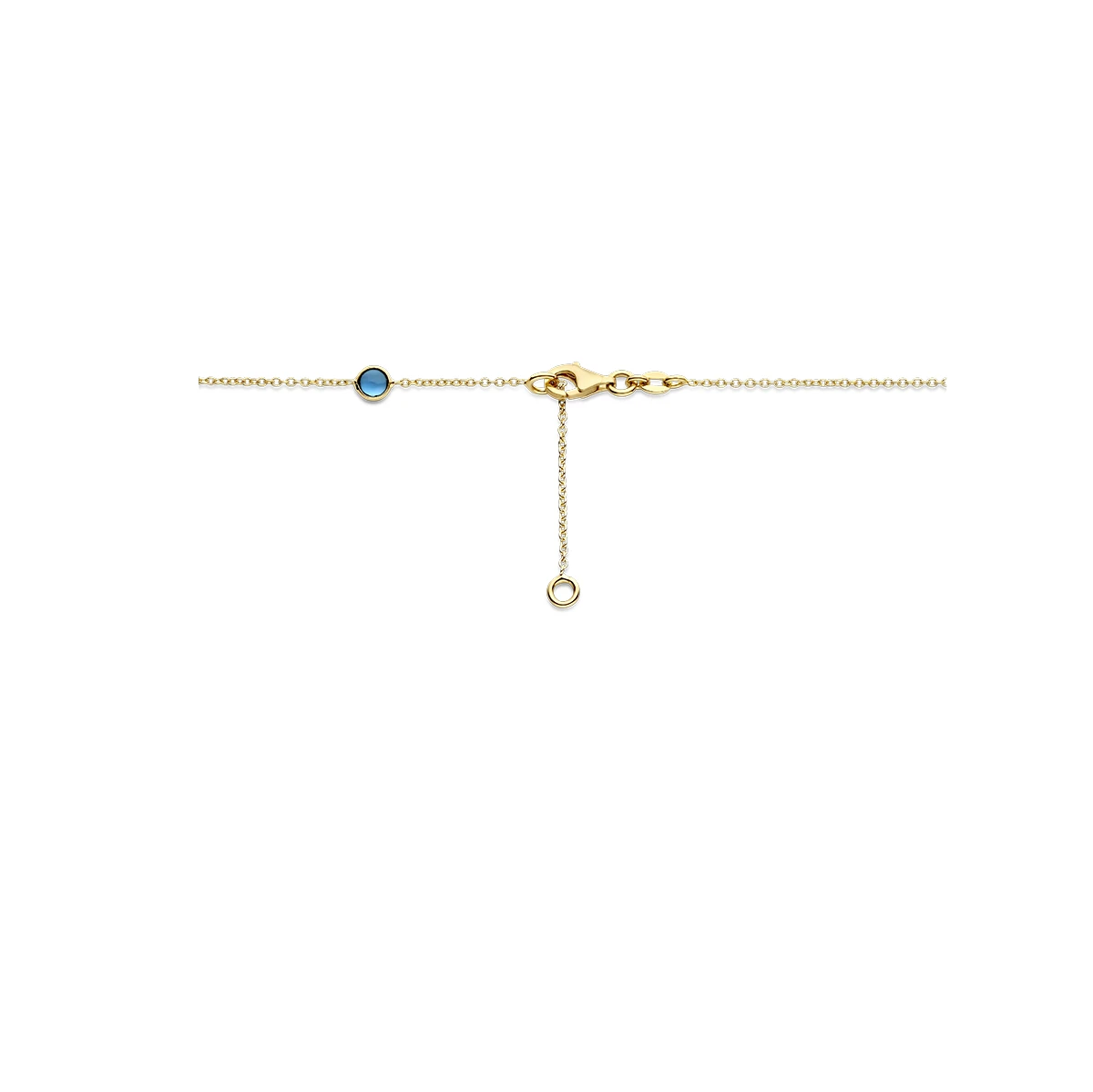 collier blauw topaas en london blue topaas 42 - 45 cm 14K geelgoud