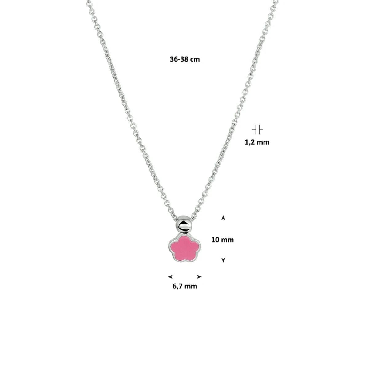 collier bloem 36 - 38 cm zilver gerhodineerd