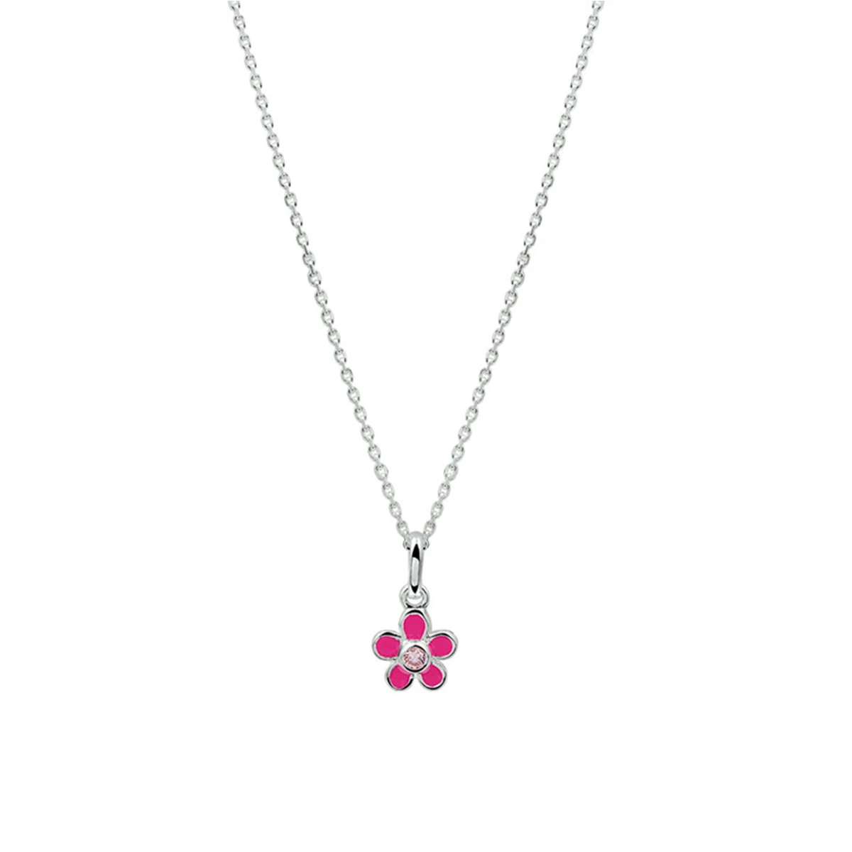collier bloem zirkonia emaille 36 + 4 cm zilver gerhodineerd